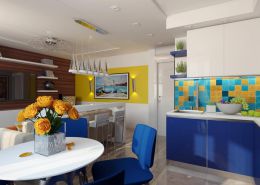 Дизайн студии в желто синем цвете Киев